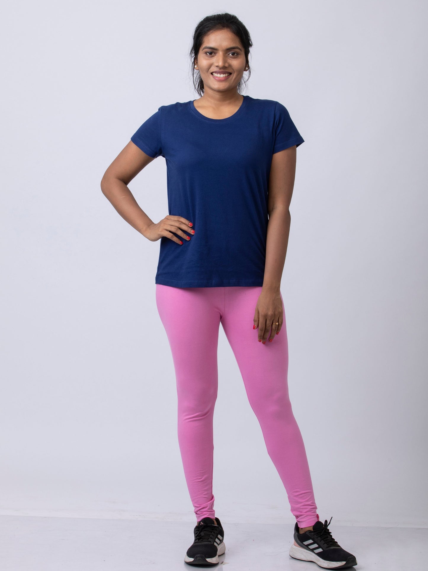 Women's premium full length Stretchy Leggings - Mild Pink