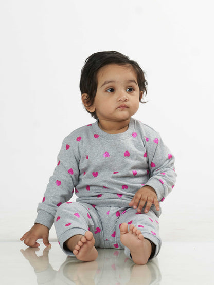 Little Hearts Winter Sweatshirt Babies Pyjama Set