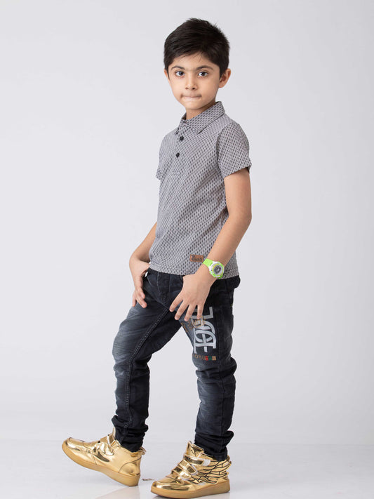 All Day Boys Printed cotton boys T-Shirt - Grey