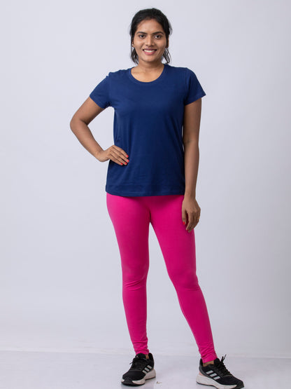 Women's premium full length Stretchy Leggings - Deep Pink