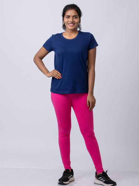 Women's premium full length Stretchy Leggings - Deep Pink