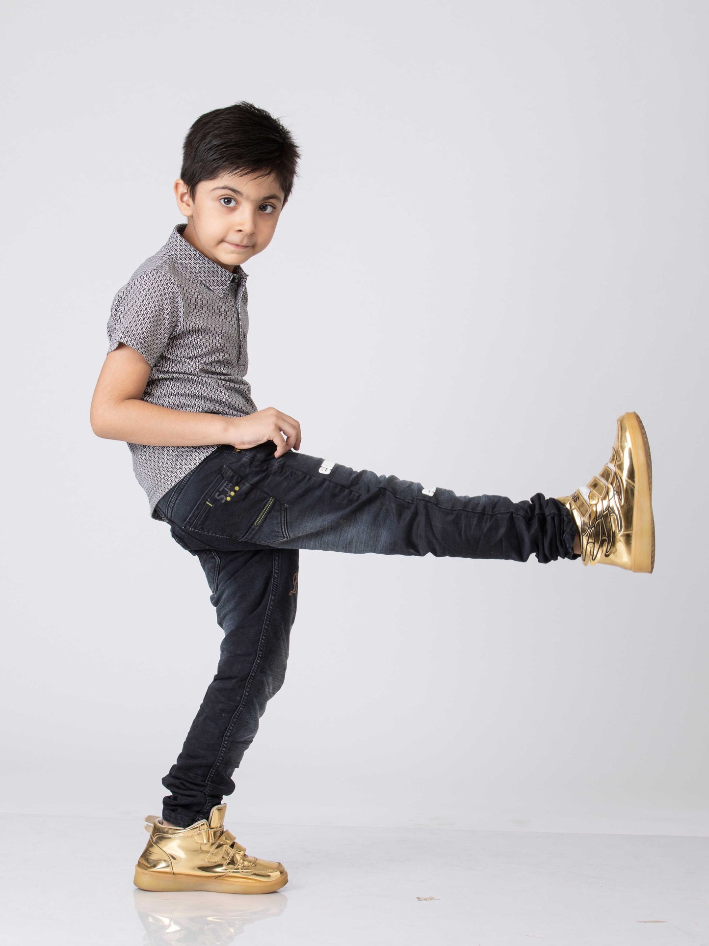 All Day Boys Printed cotton boys T-Shirt - Grey