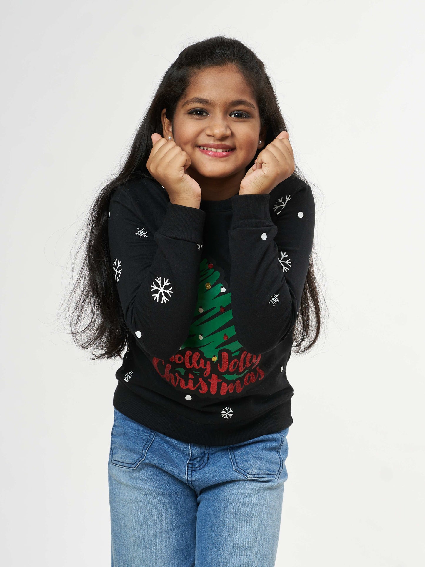 Girls Christmas Time Winter Sweatshirt - Navy