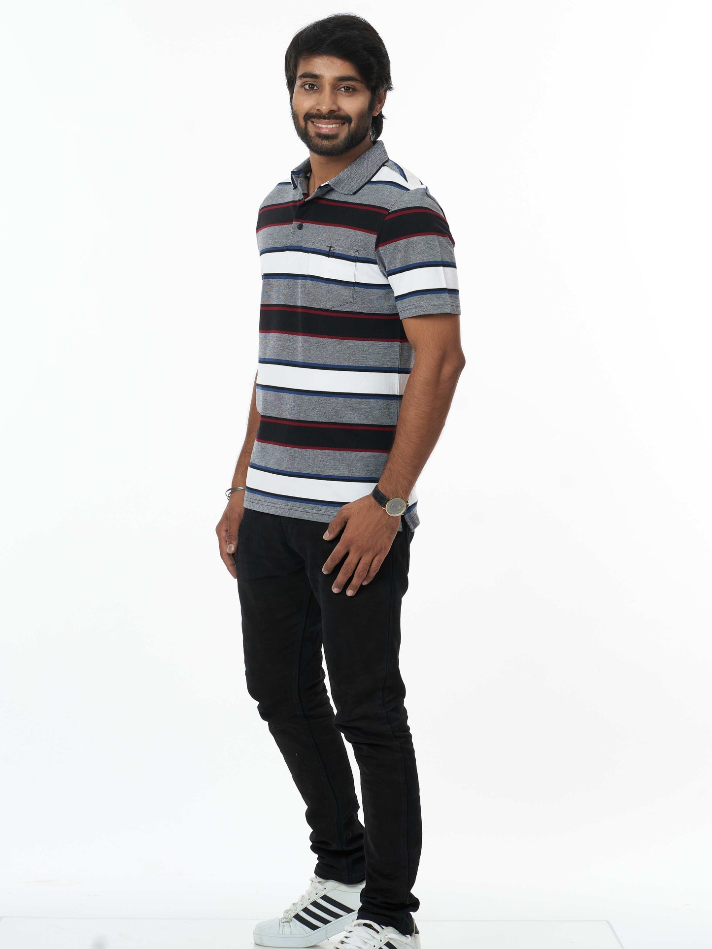 Trendy 100% Cotton Men's Collar T-Shirt