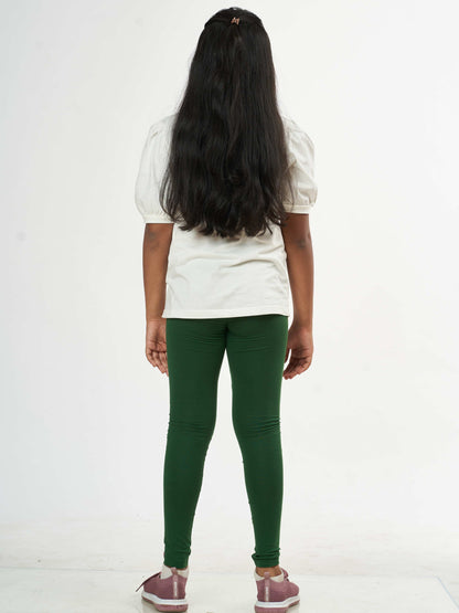 Daily Routine Girls Leggings - Deep Green | Full Length
