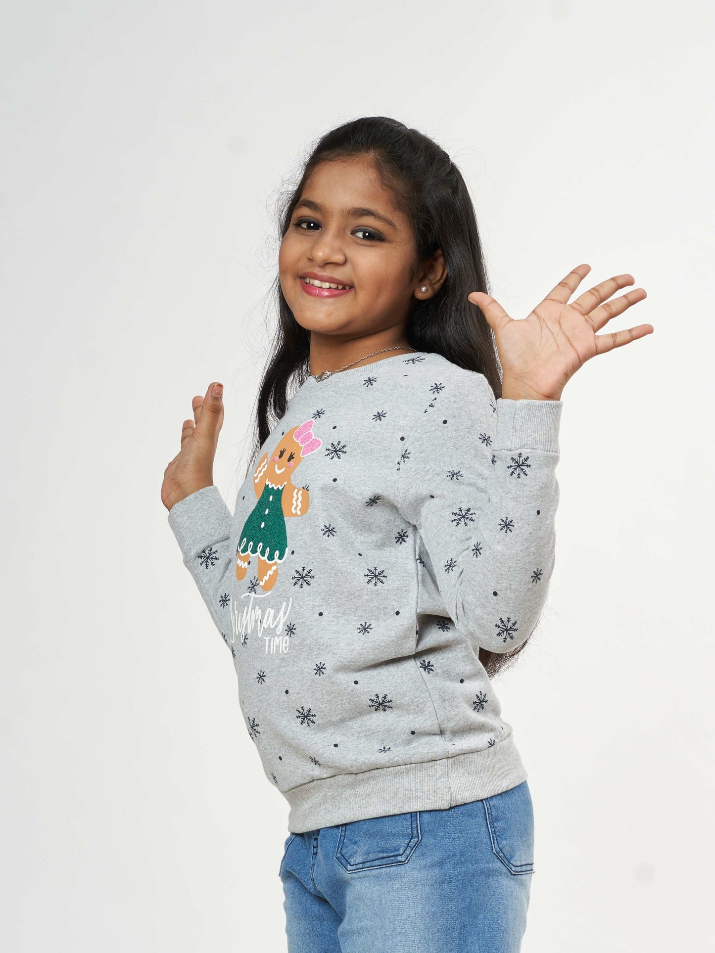 Girls Christmas Time Winter Sweatshirt - Melange