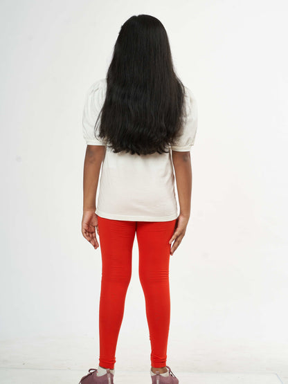 Daily Routine Girls Leggings - Red | Full Length