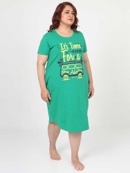 Green Plus Size Short Nighty