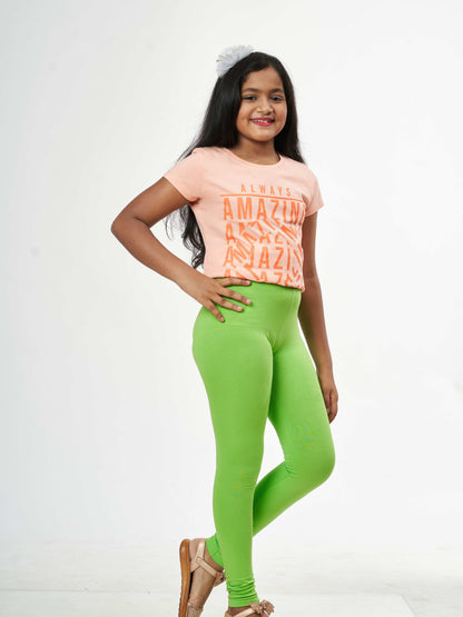 Daily Routine Girls Leggings - Parrot Green | Full Length