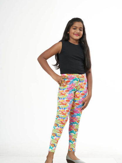 Floral Girls Leggings | Full Length