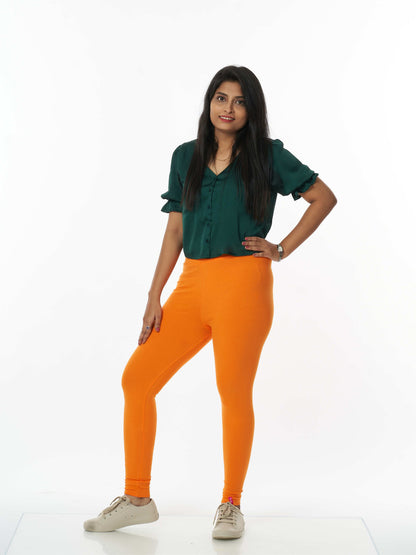Women's premium full length Stretchy Leggings - Orange
