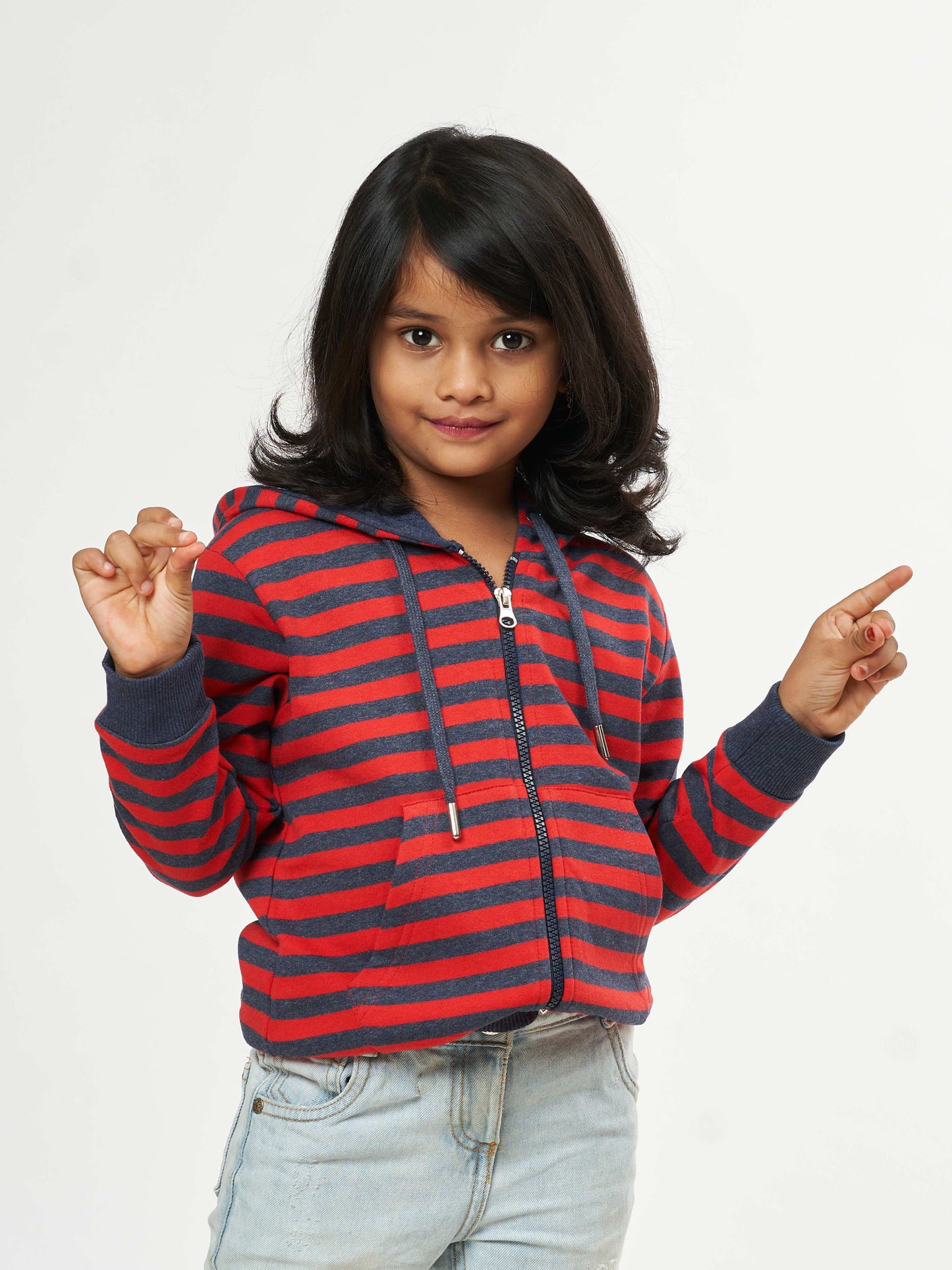 Black & Red Stripes Cozy Girls Pullover Hoodies