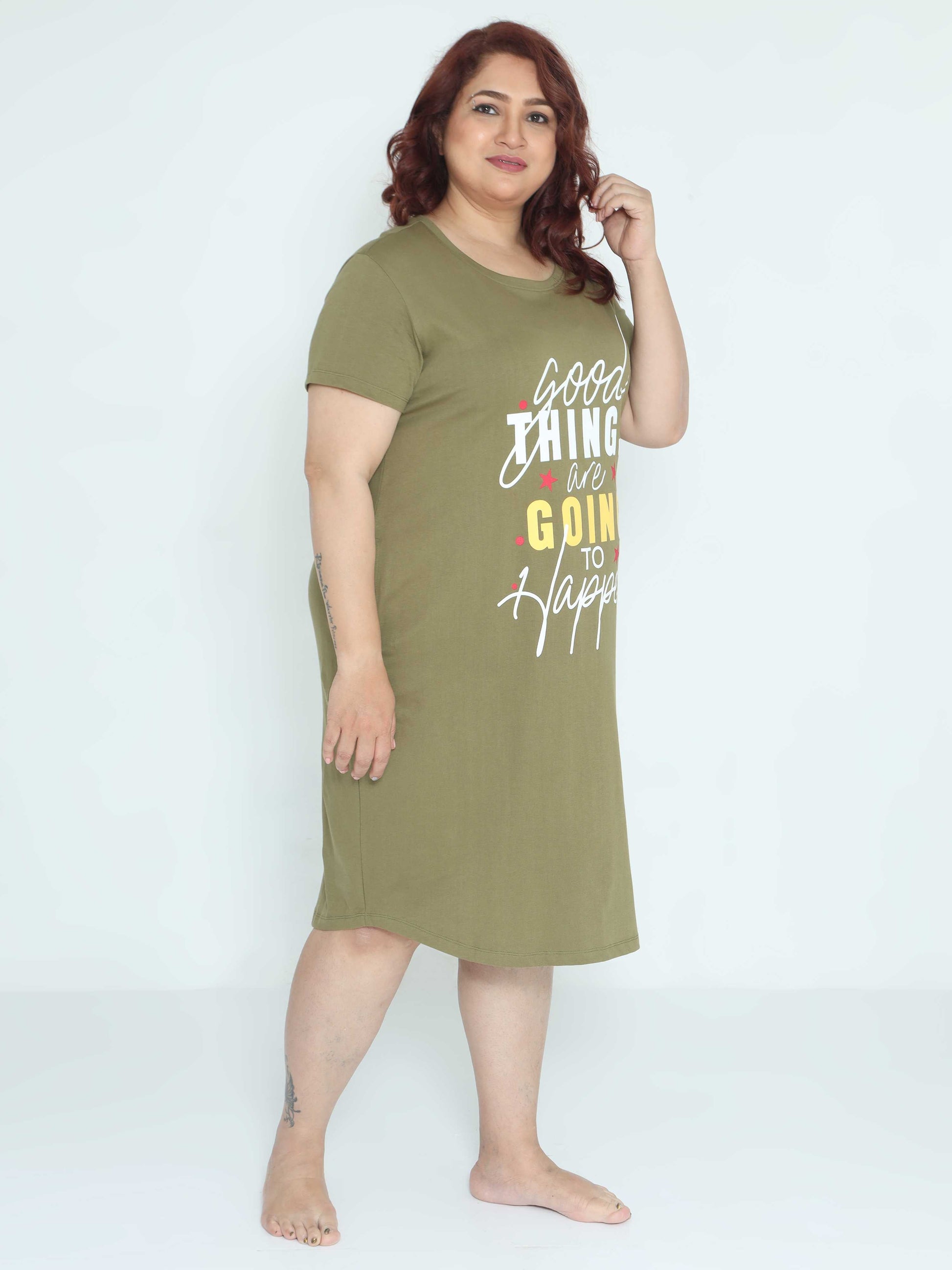 Grey Plus Size Short Nighty