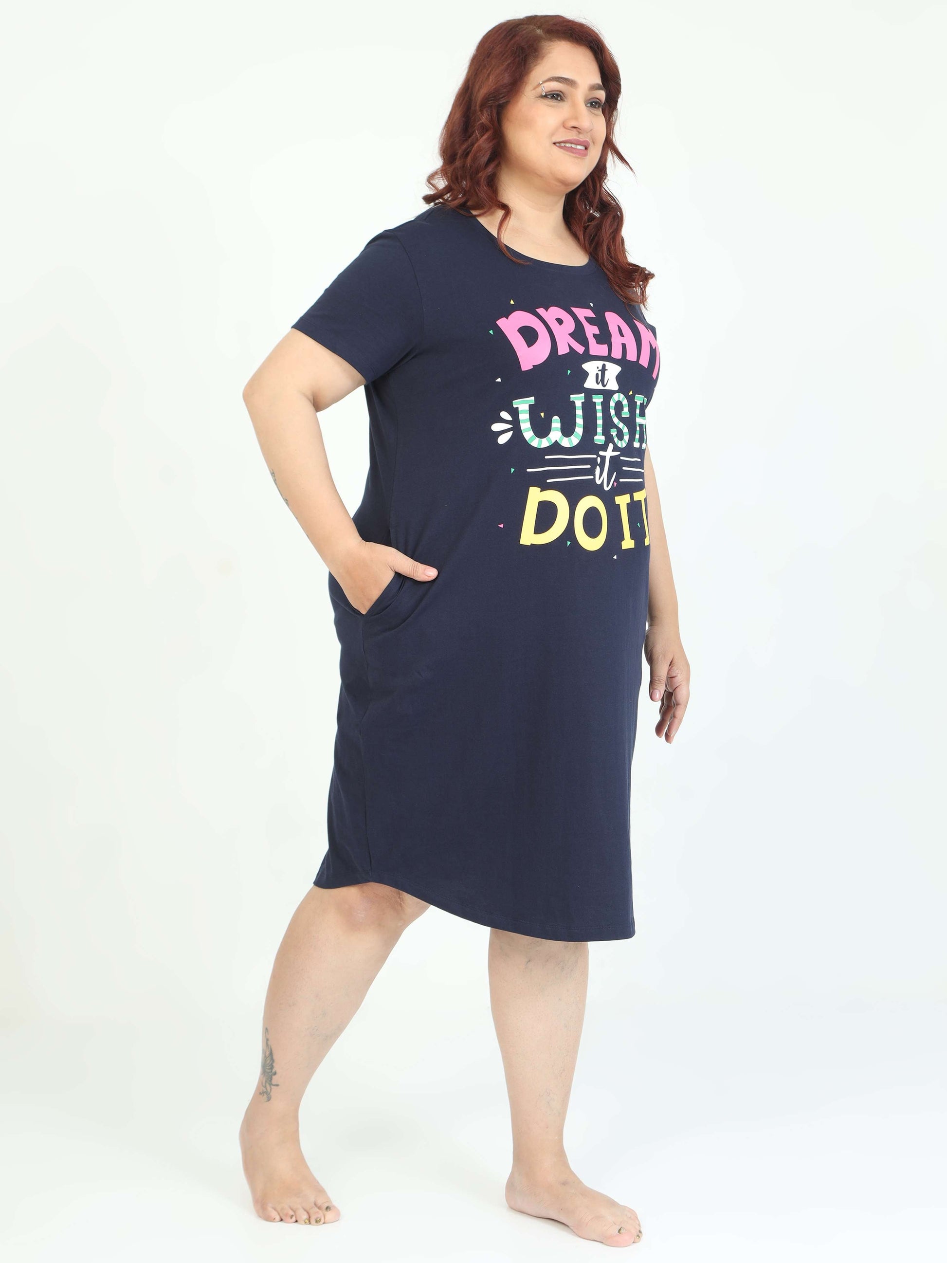 Navy Plus Size Short Nighty