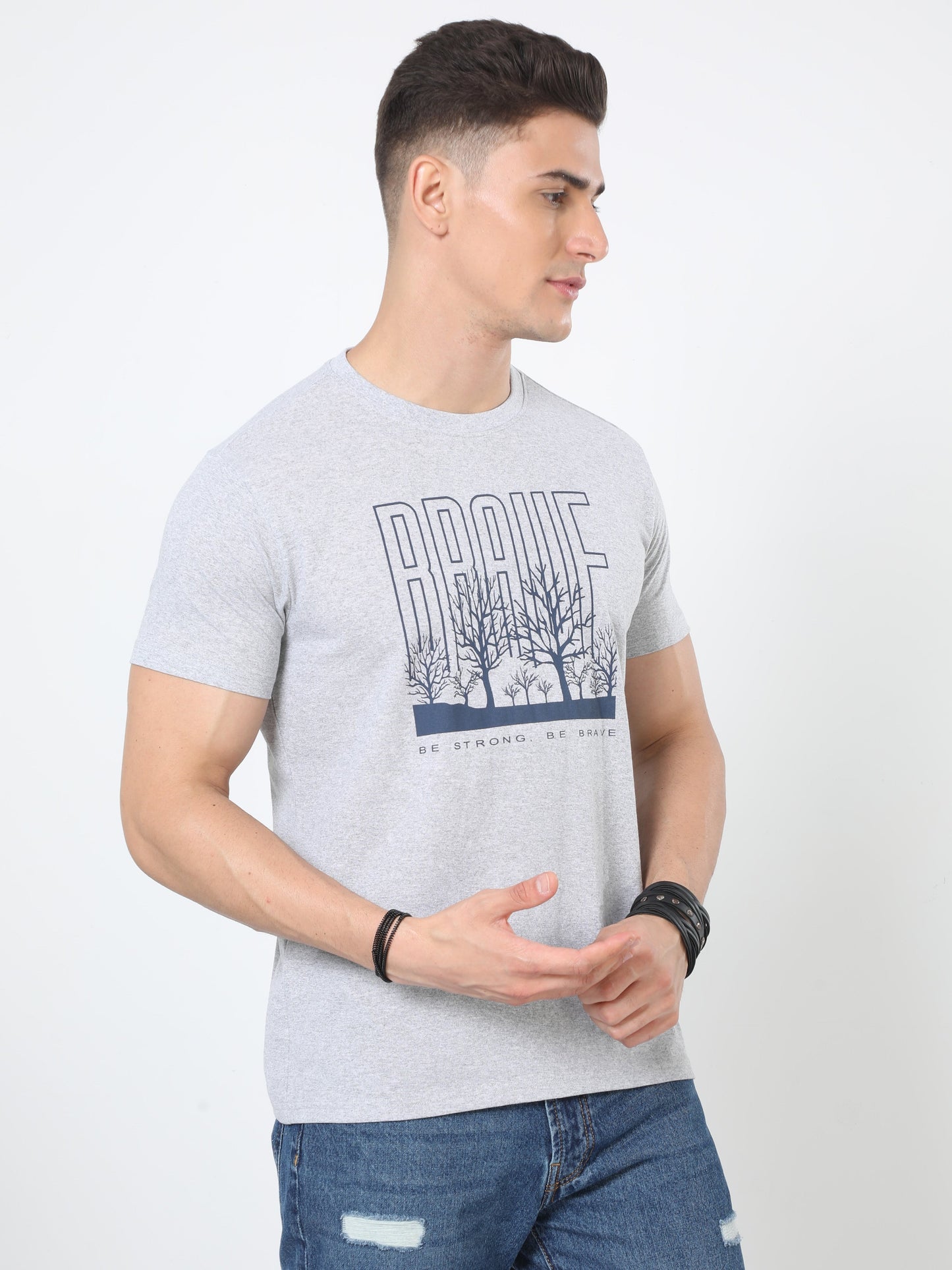 Be Brave Men's casual T-Shirt Navy Melange