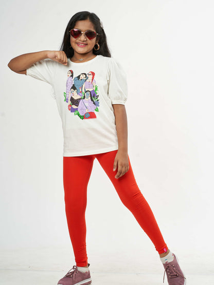 Daily Routine Girls Leggings - Red | Full Length