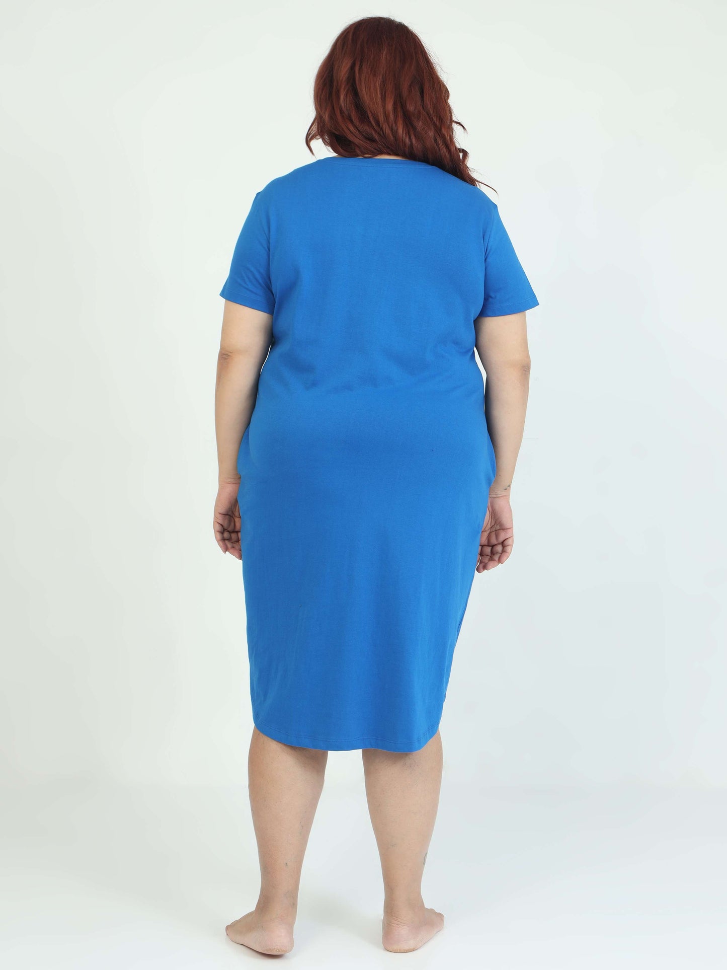 Blue Plus Size Short Nighty