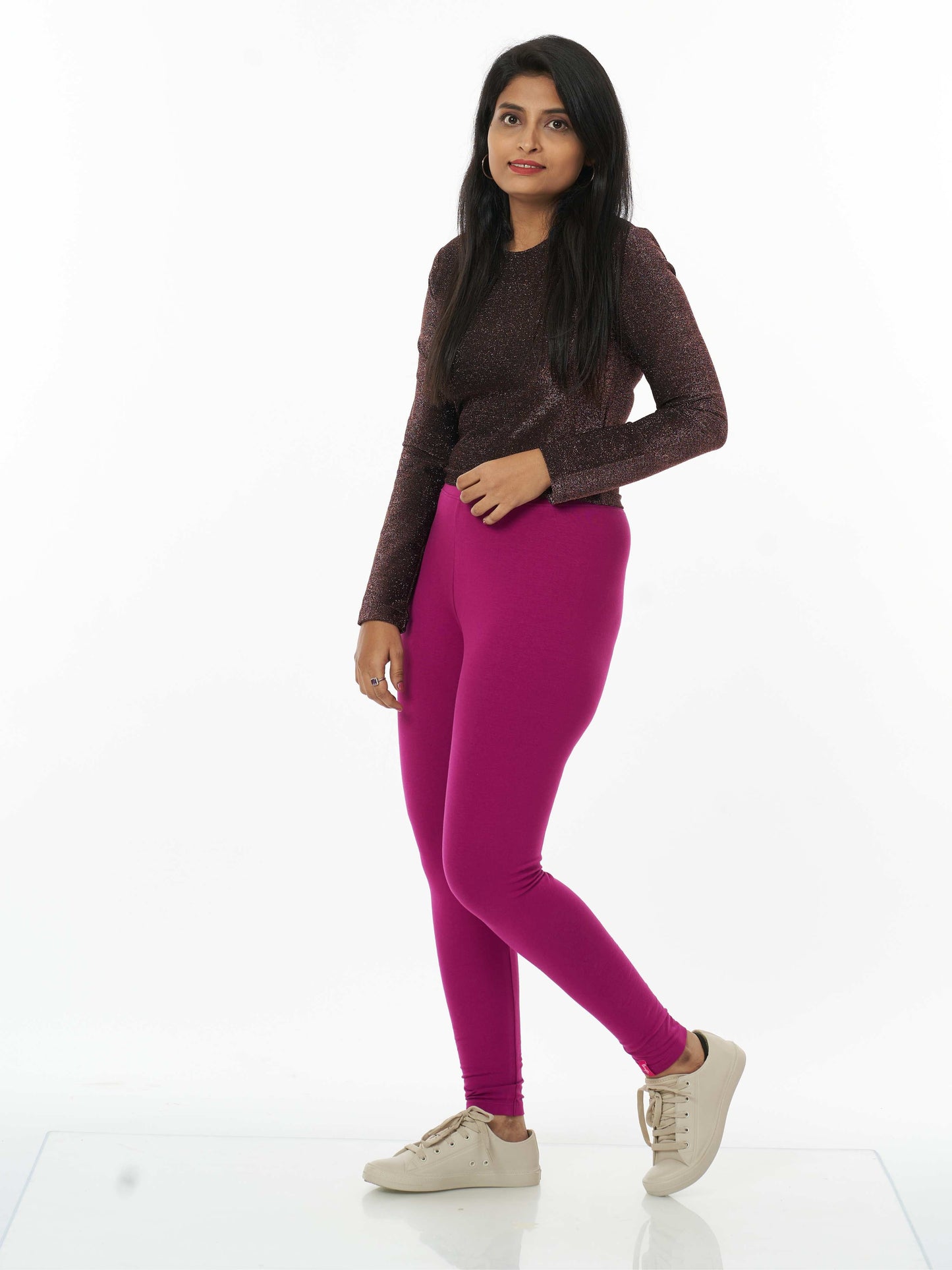 Women's premium full length Stretchy Leggings - Deep Purple