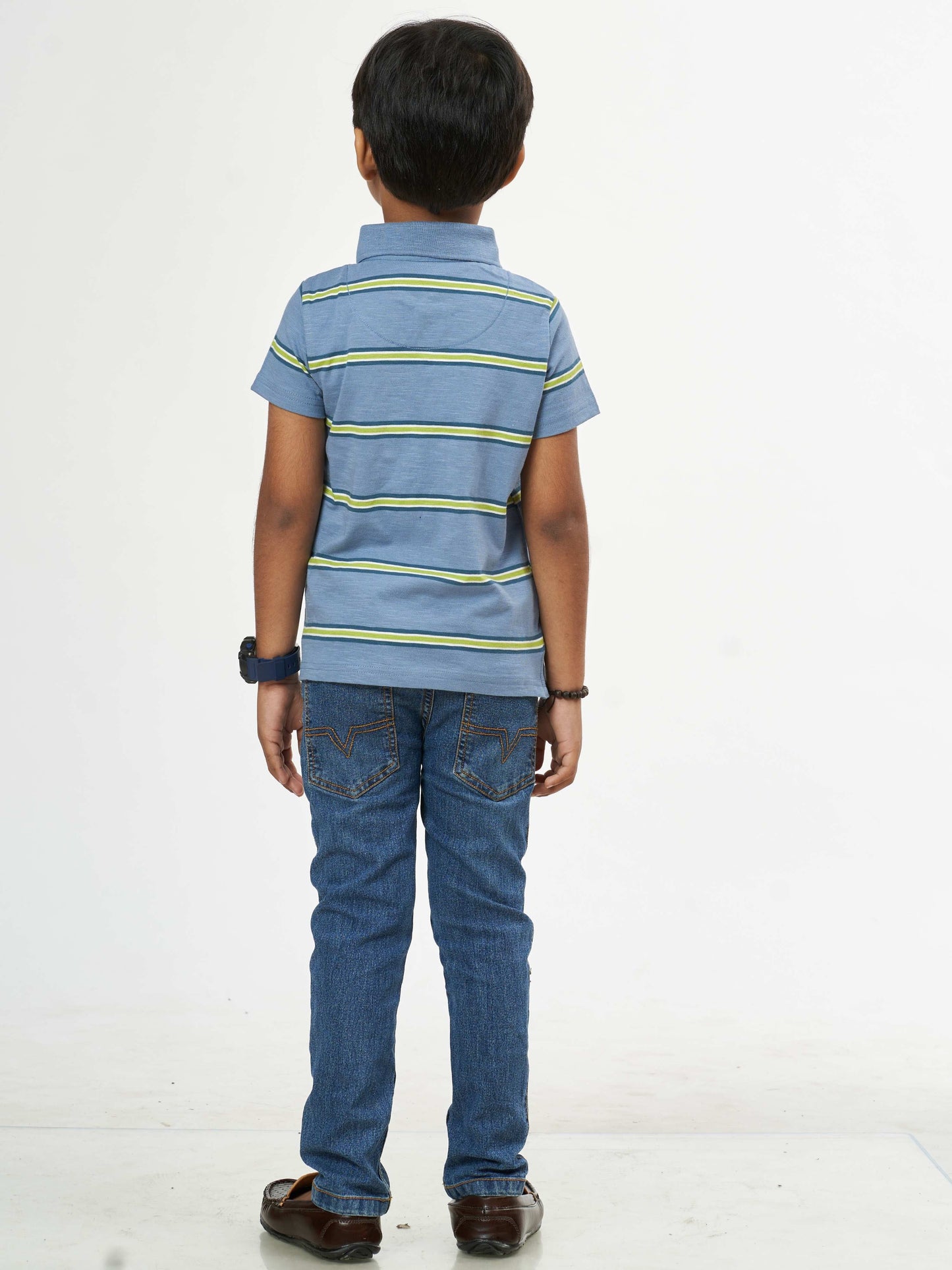 Boys Blue Stripes Boys Cotton T-Shirt