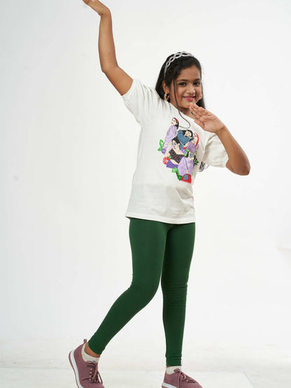 Daily Routine Girls Leggings - Deep Green | Full Length