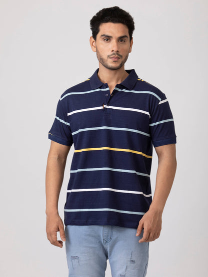 Stripe Vibe Modern & Comfortable 100% Cotton Mens Collar T-Shirt