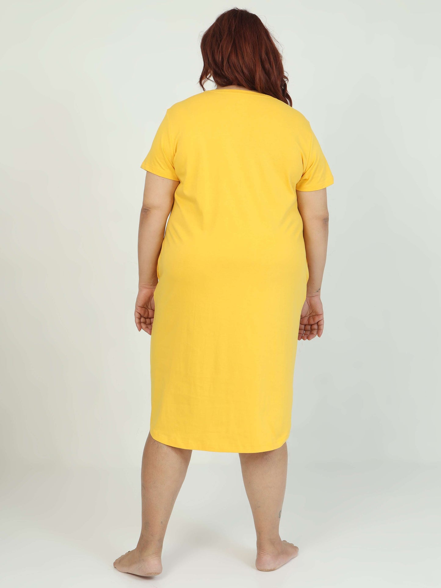 Yellow Plus Size Short Nighty