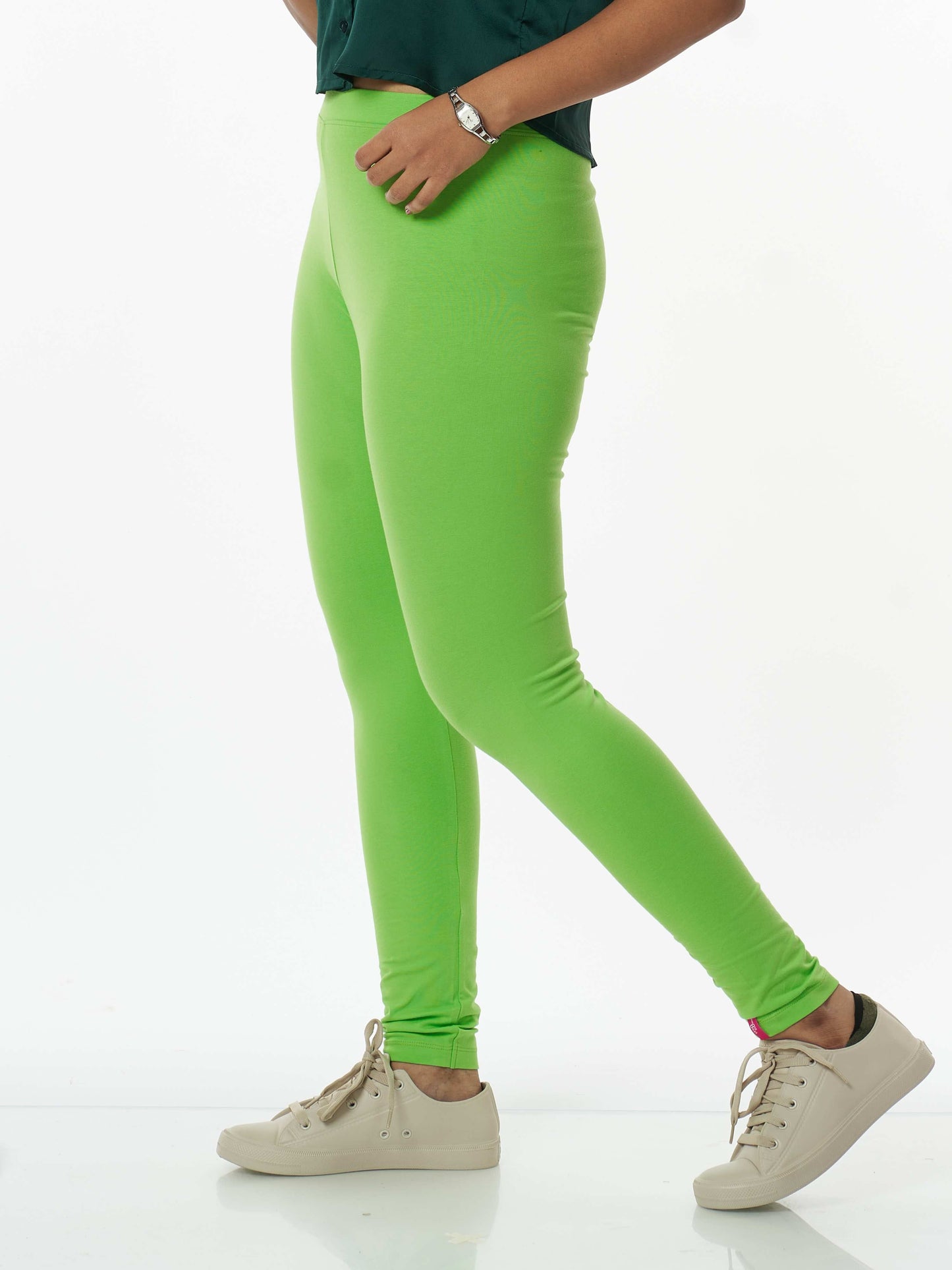 Women's premium full length Stretchy Leggings - Active Green