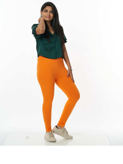 Women's premium full length Stretchy Leggings - Orange