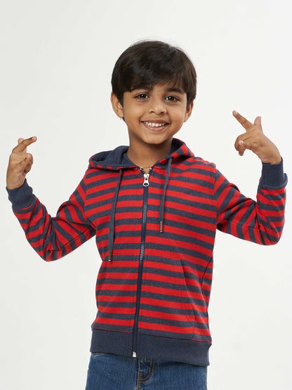 Black & Red Stripes Cozy Boys Pullover Hoodies