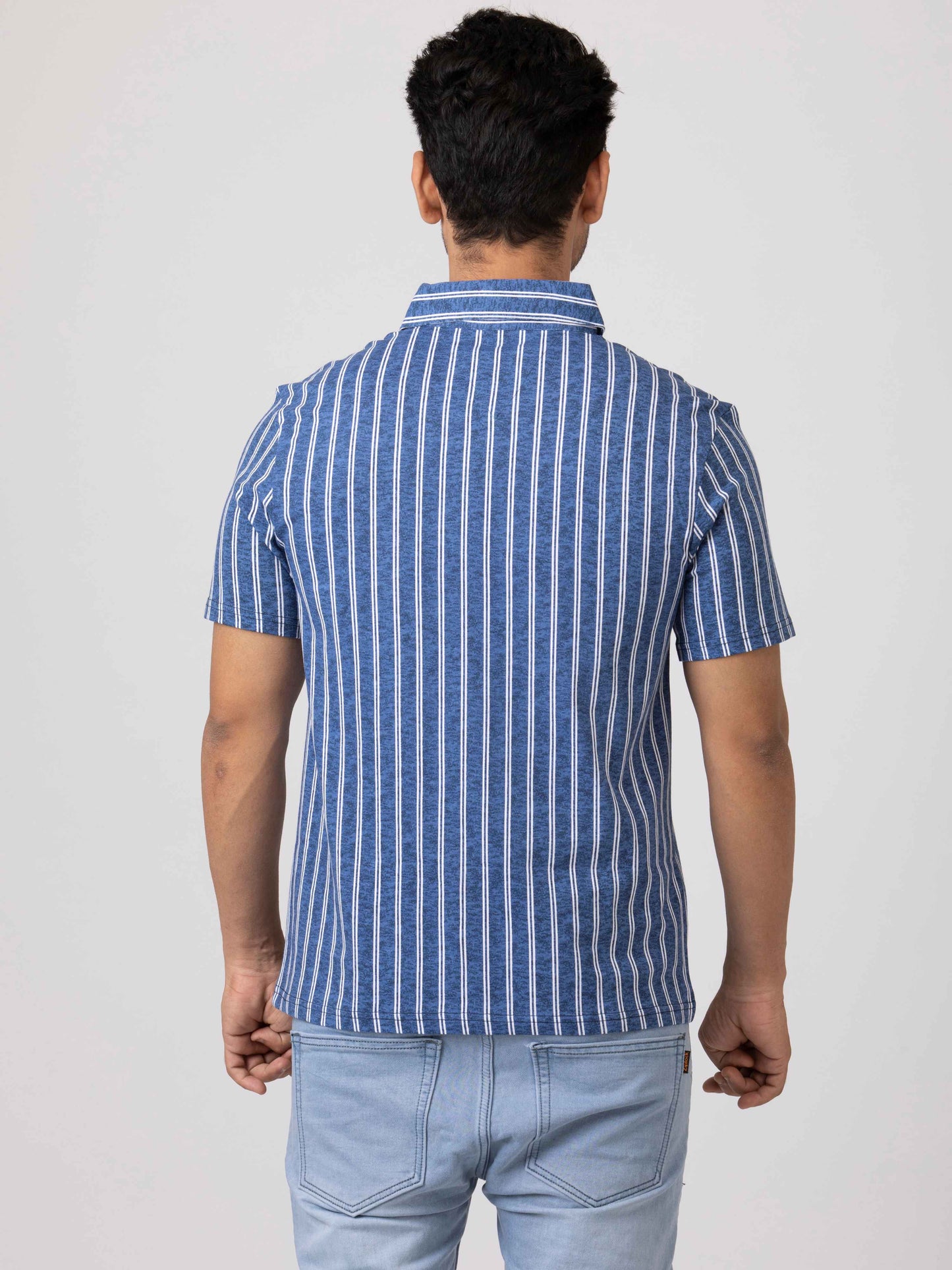 Stripe Vibe Modern & Comfortable 100% Cotton Mens Collar T-Shirt