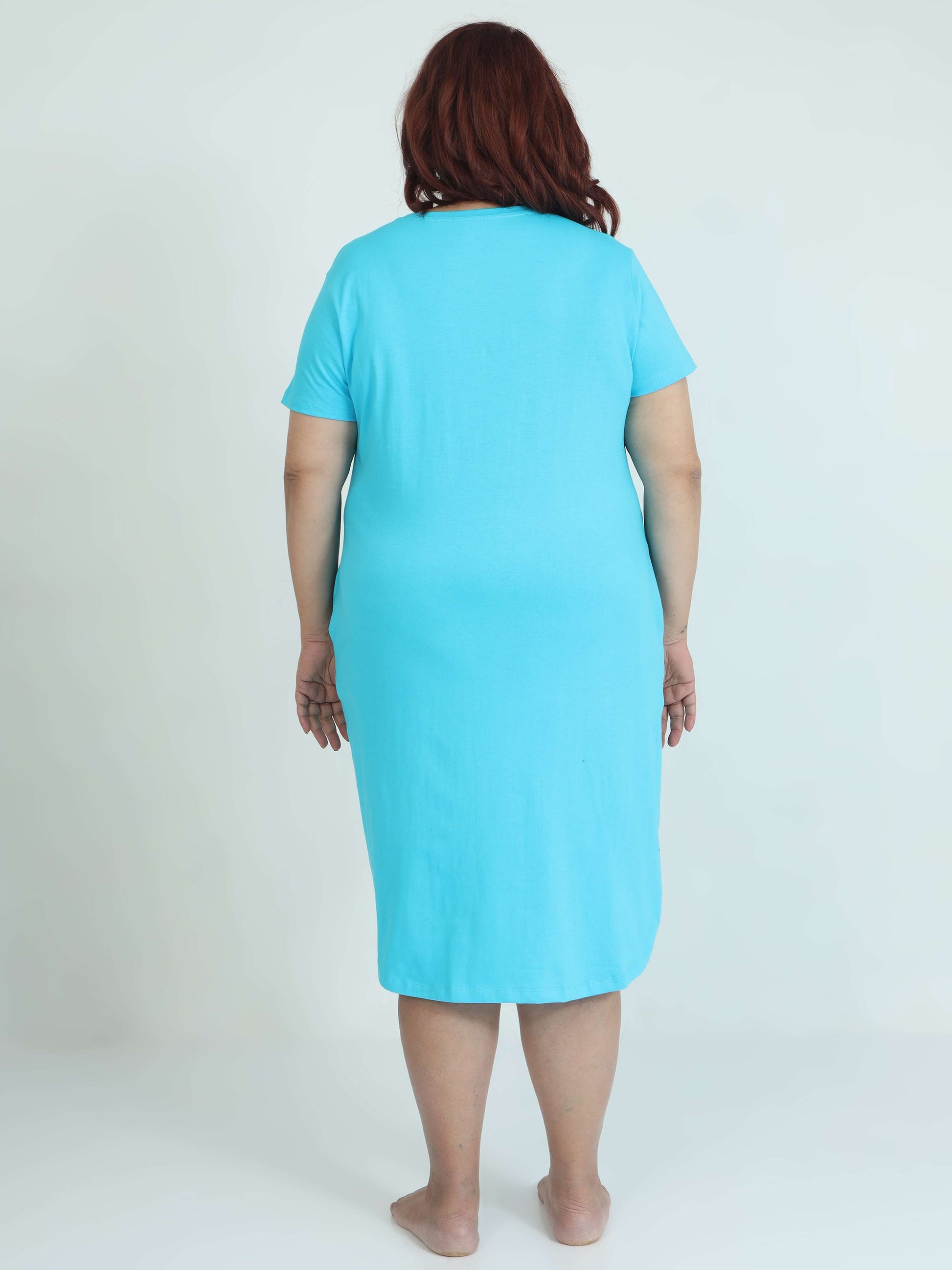 Sky Blue Plus Size Short Nighty