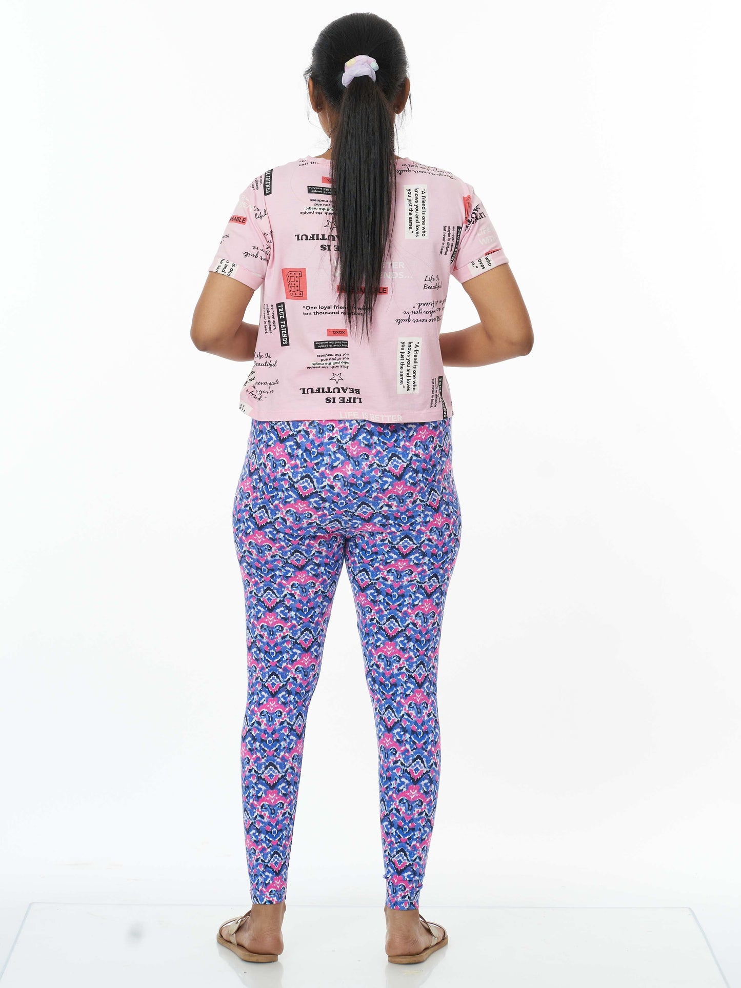 Women's Printed Leggings - Abstract blue