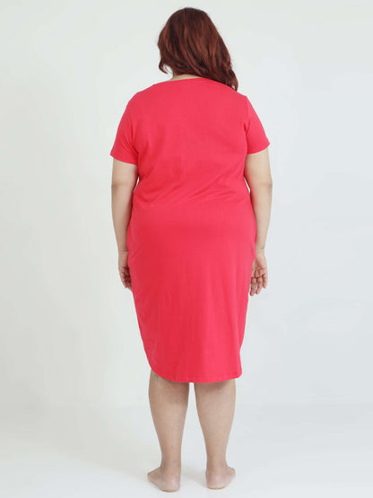 Red Plus Size Short Nighty