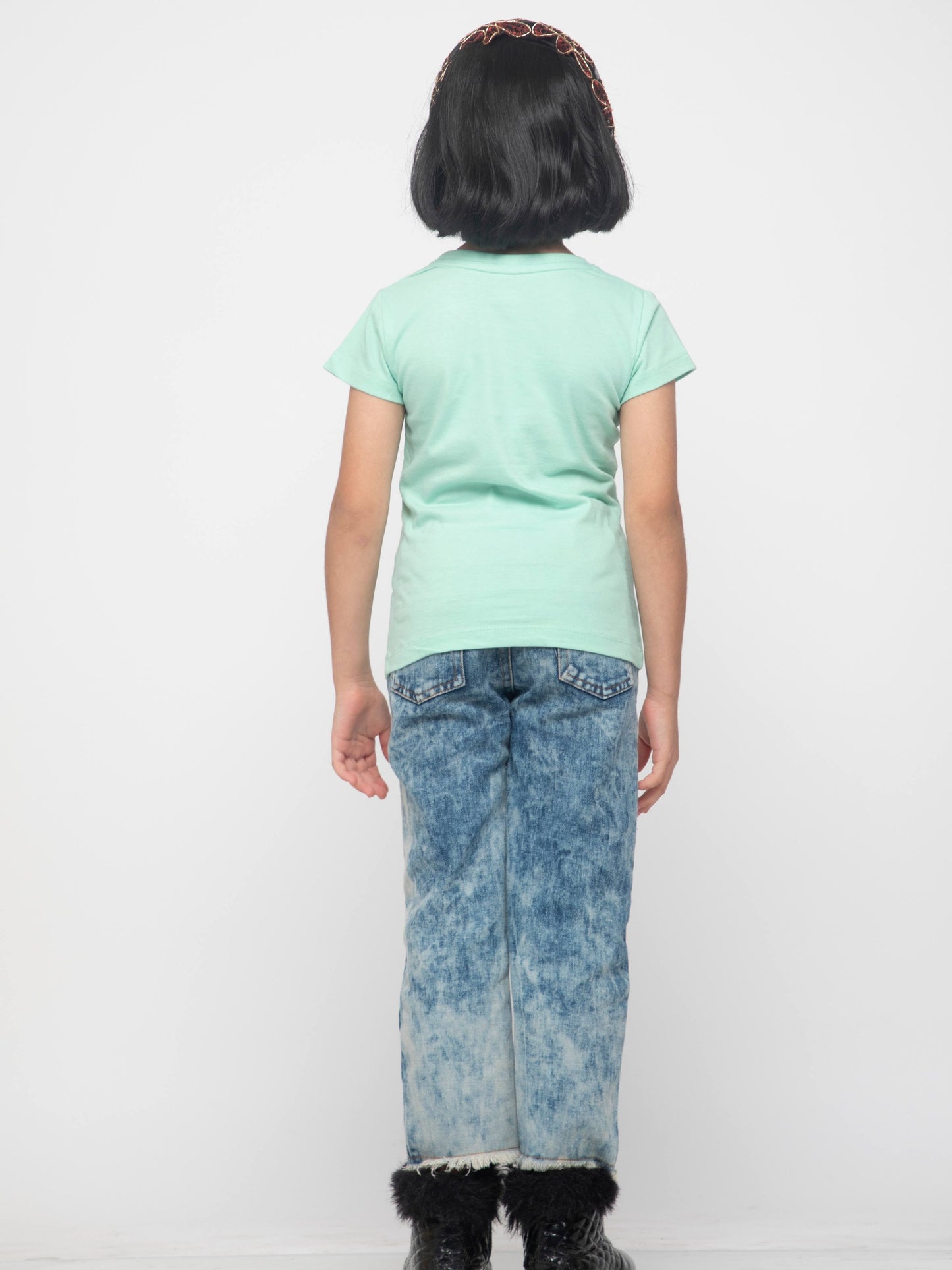 Inspire More Cotton Girls T-Shirt Blue