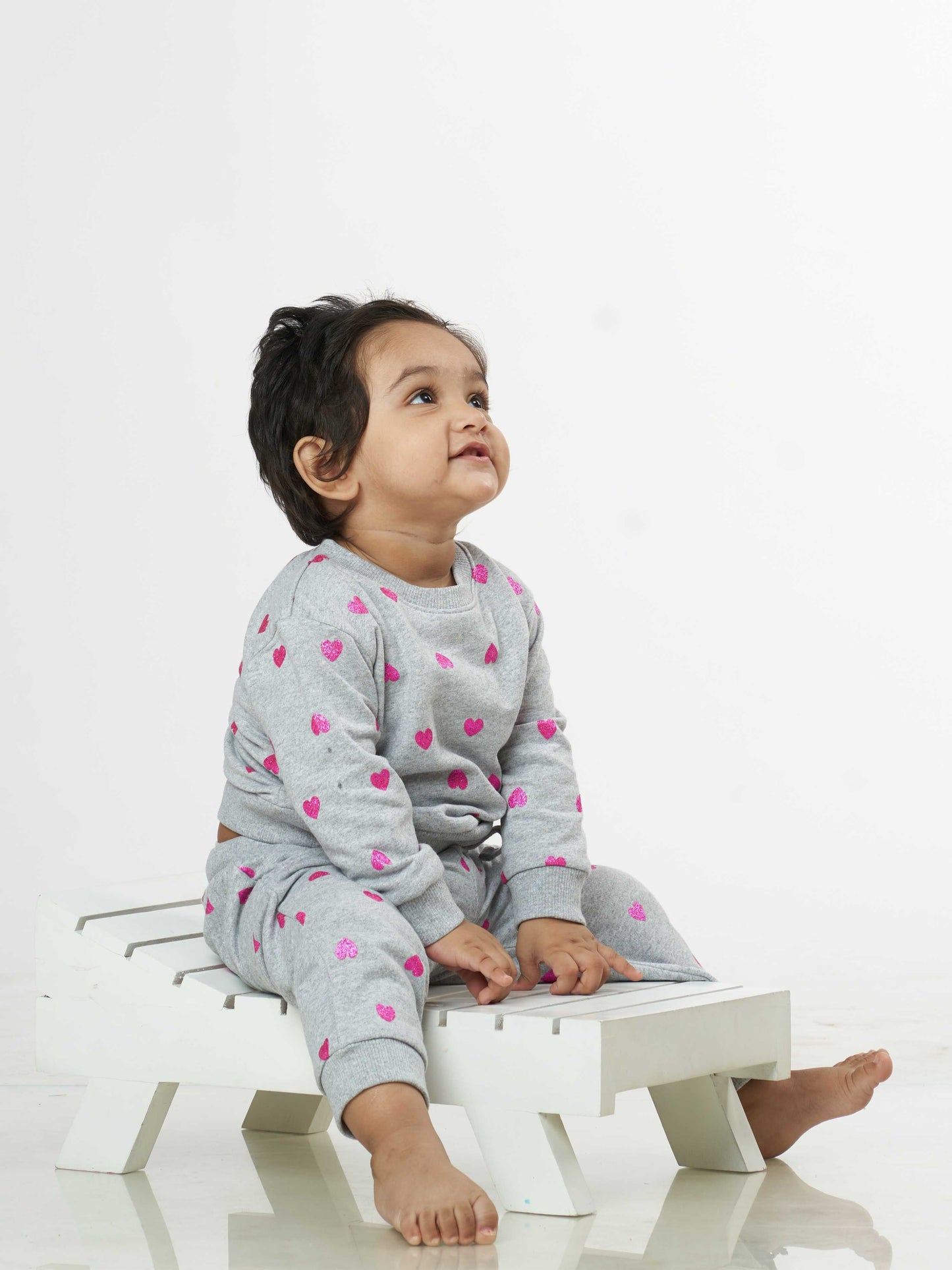 Little Hearts Winter Sweatshirt Babies Pyjama Set