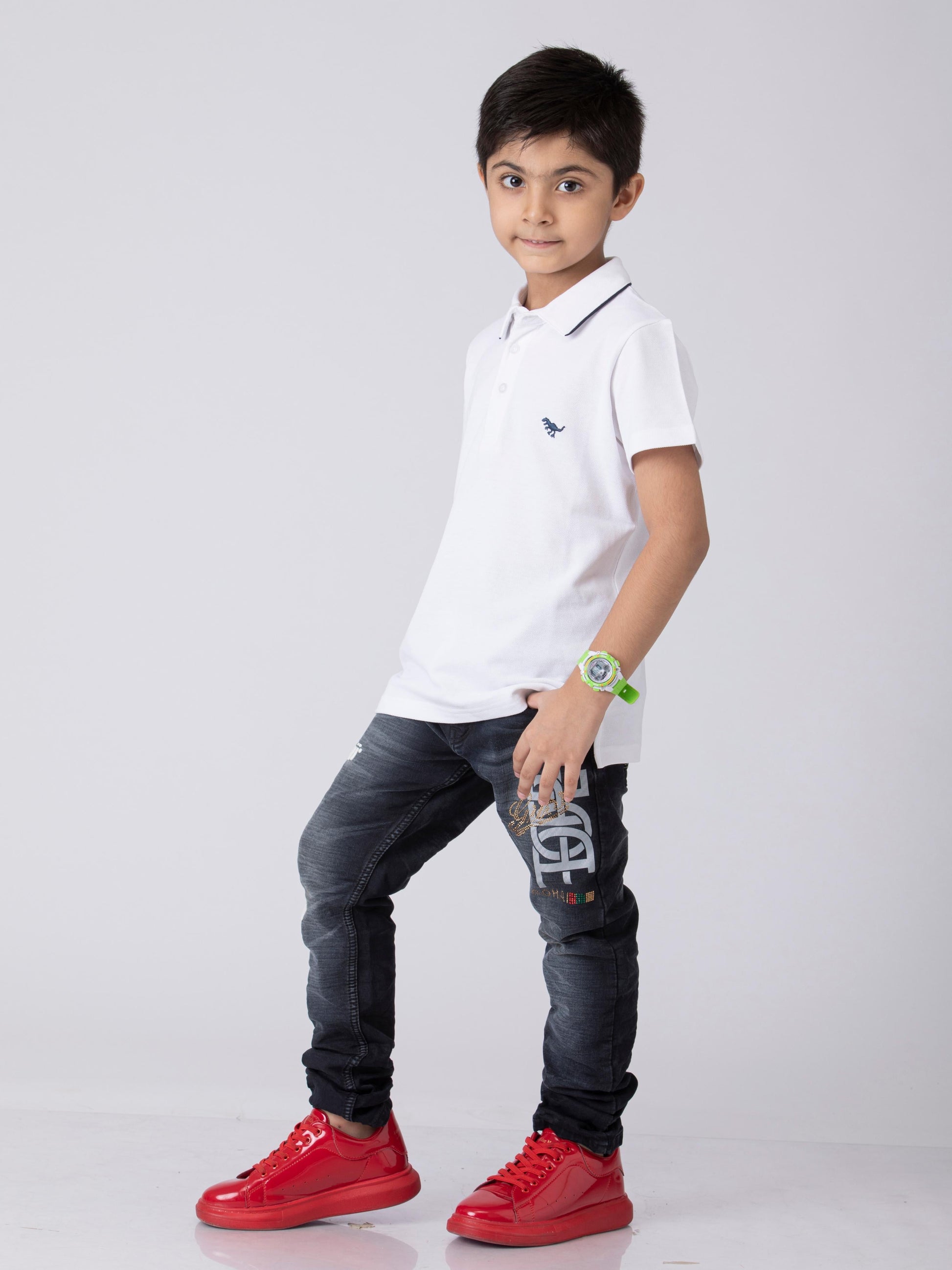 Boys Minimal Solid Boys Cottong T-Shirt White