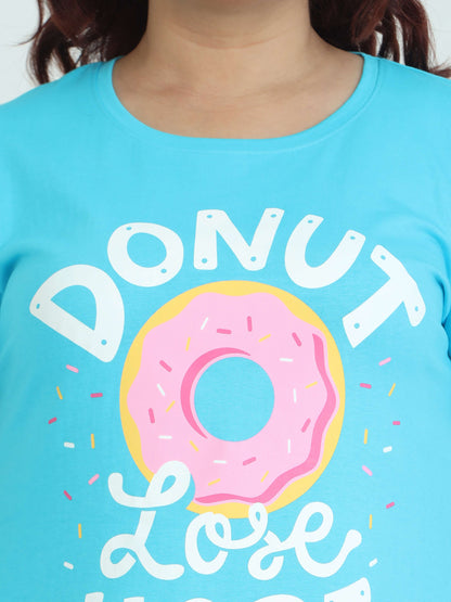 Sky Blue Plus Size Short Nighty