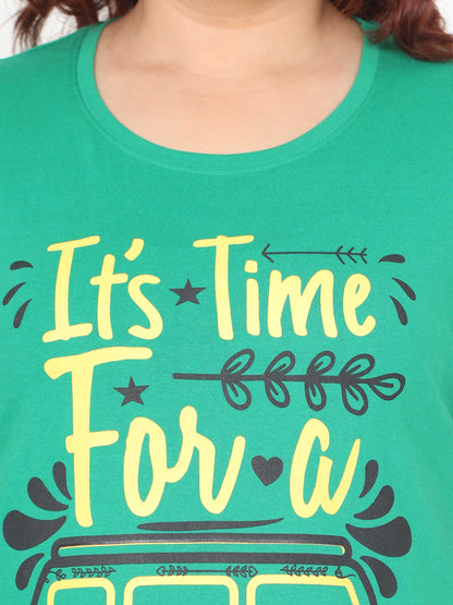 Green Plus Size Short Nighty