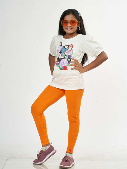 Daily Routine Girls Leggings - Orange | Full Length