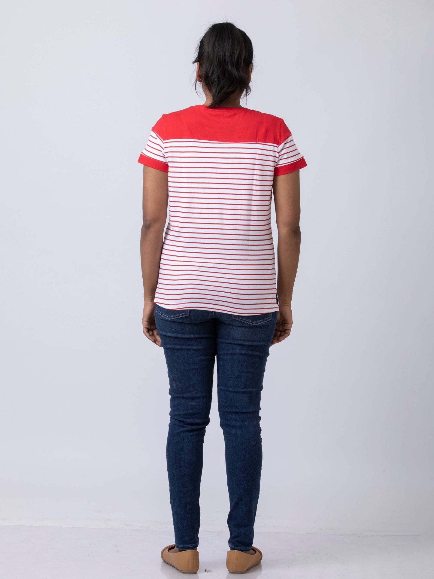 Soft & Premium Women's Printed Cotton T-Shirt - White/Red