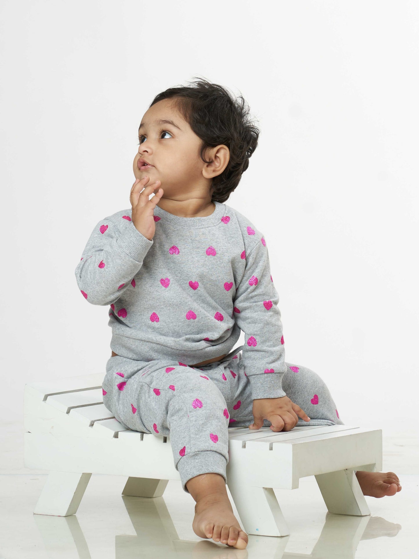 Little Hearts Winter Sweatshirt Babies Pyjama Set