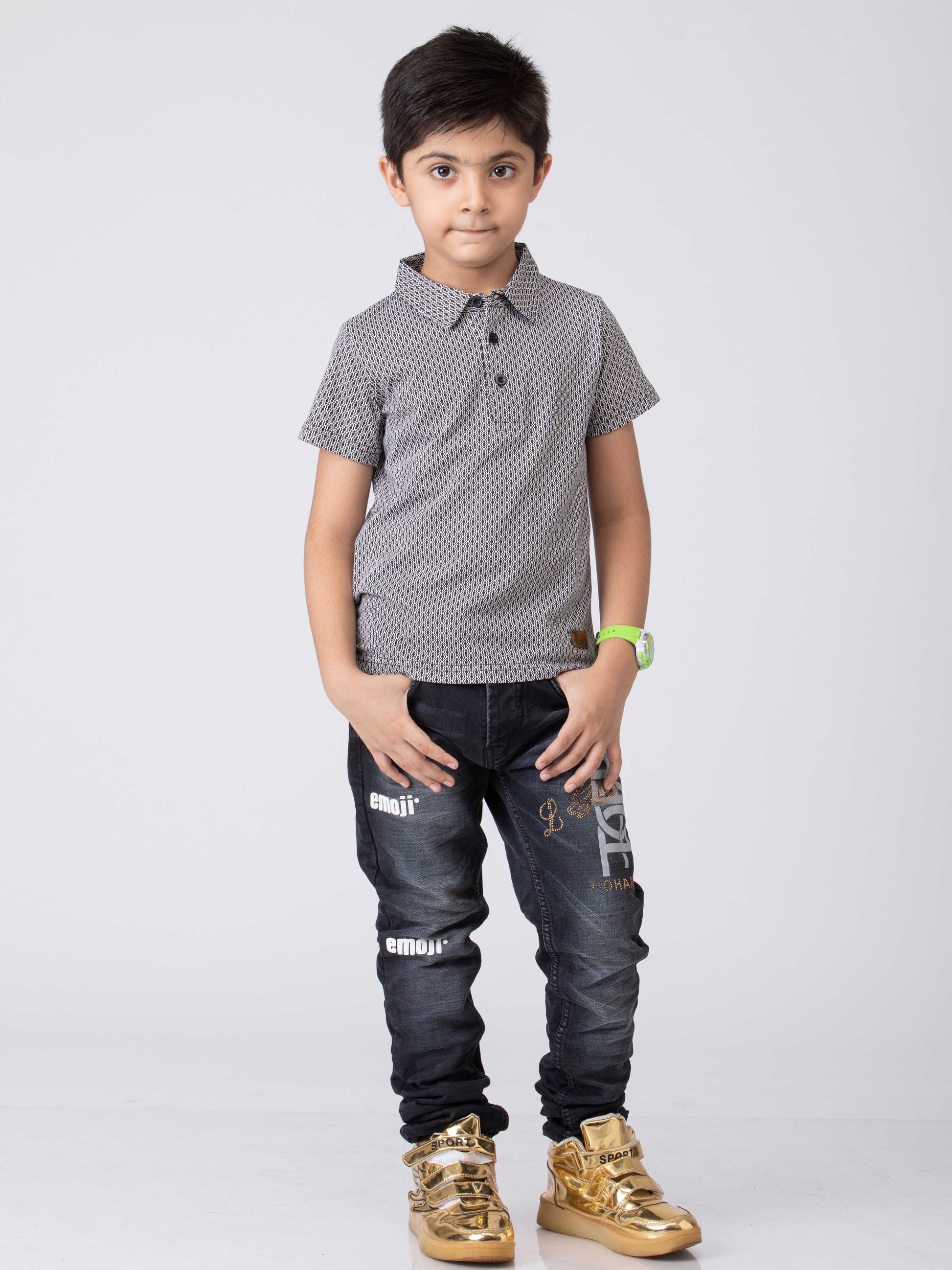 All Day Boys Printed cotton boys T-Shirt - Grey