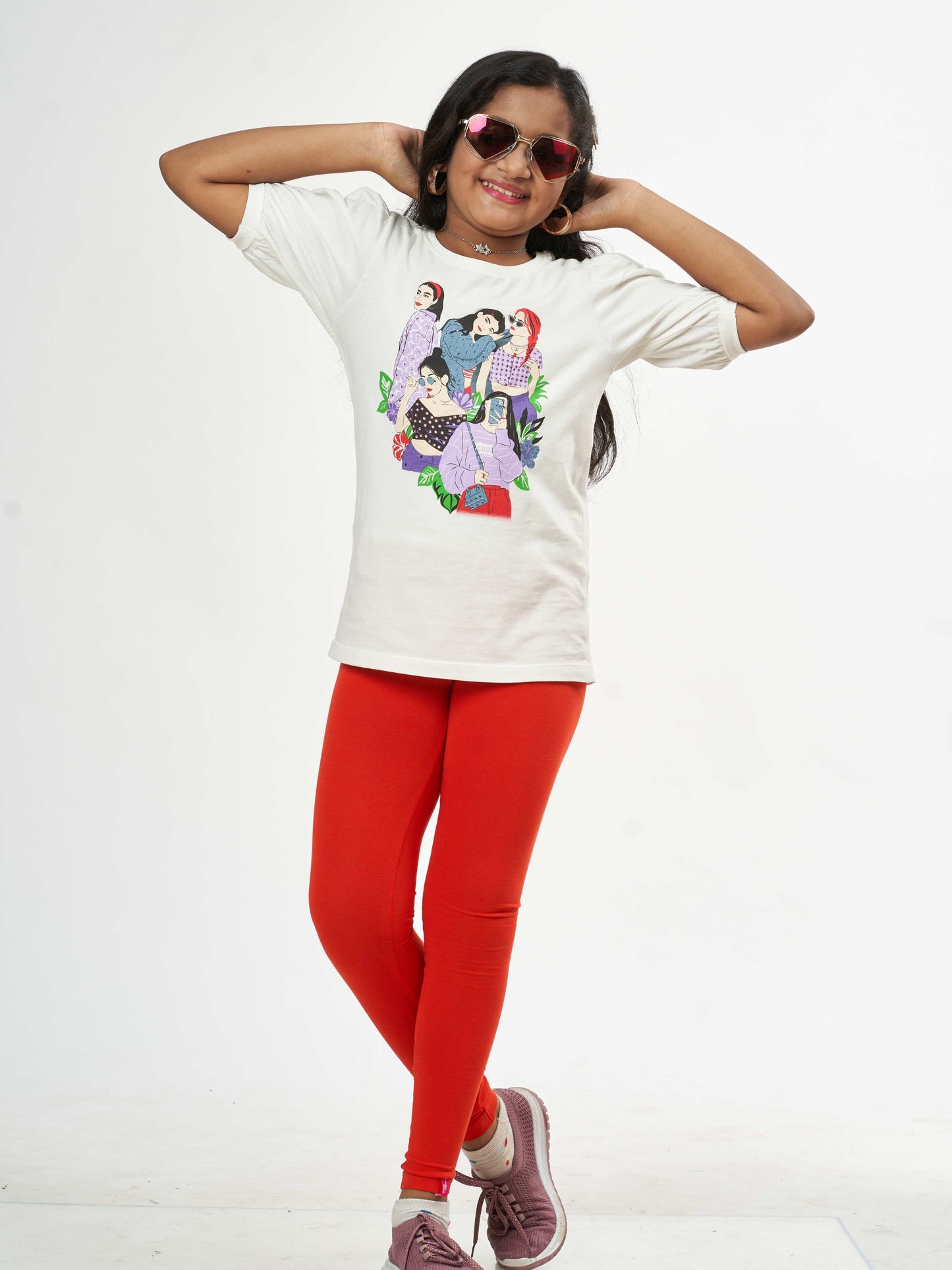 Daily Routine Girls Leggings - Red | Full Length