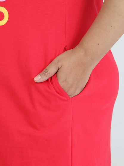 Red Plus Size Short Nighty
