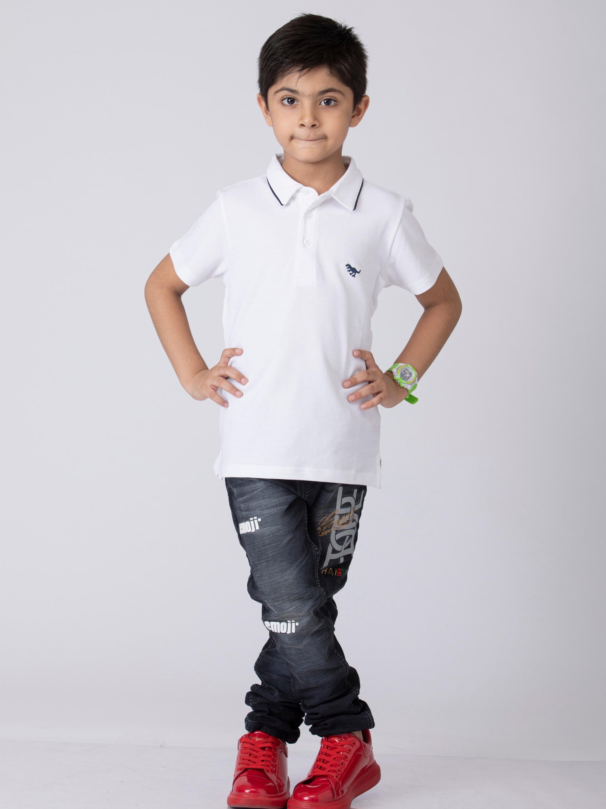 Boys Minimal Solid Boys Cottong T-Shirt White