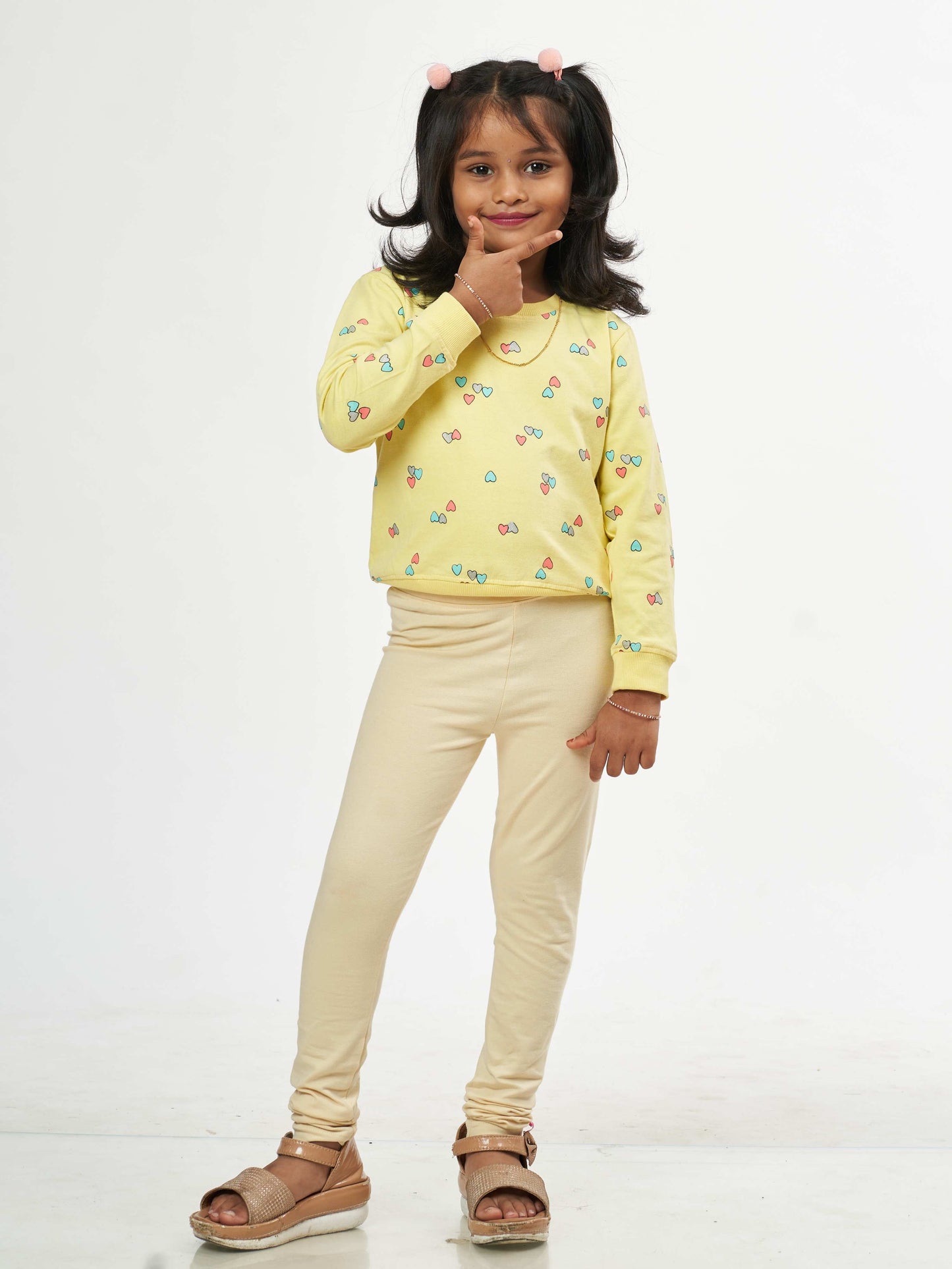Daily Routine Girls Leggings - Cream | Full Length