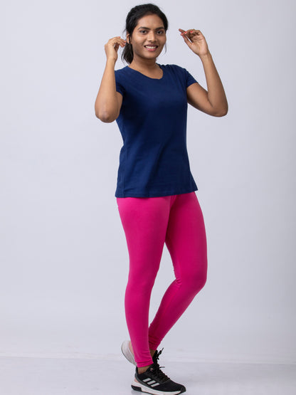 Women's premium full length Stretchy Leggings - Deep Pink