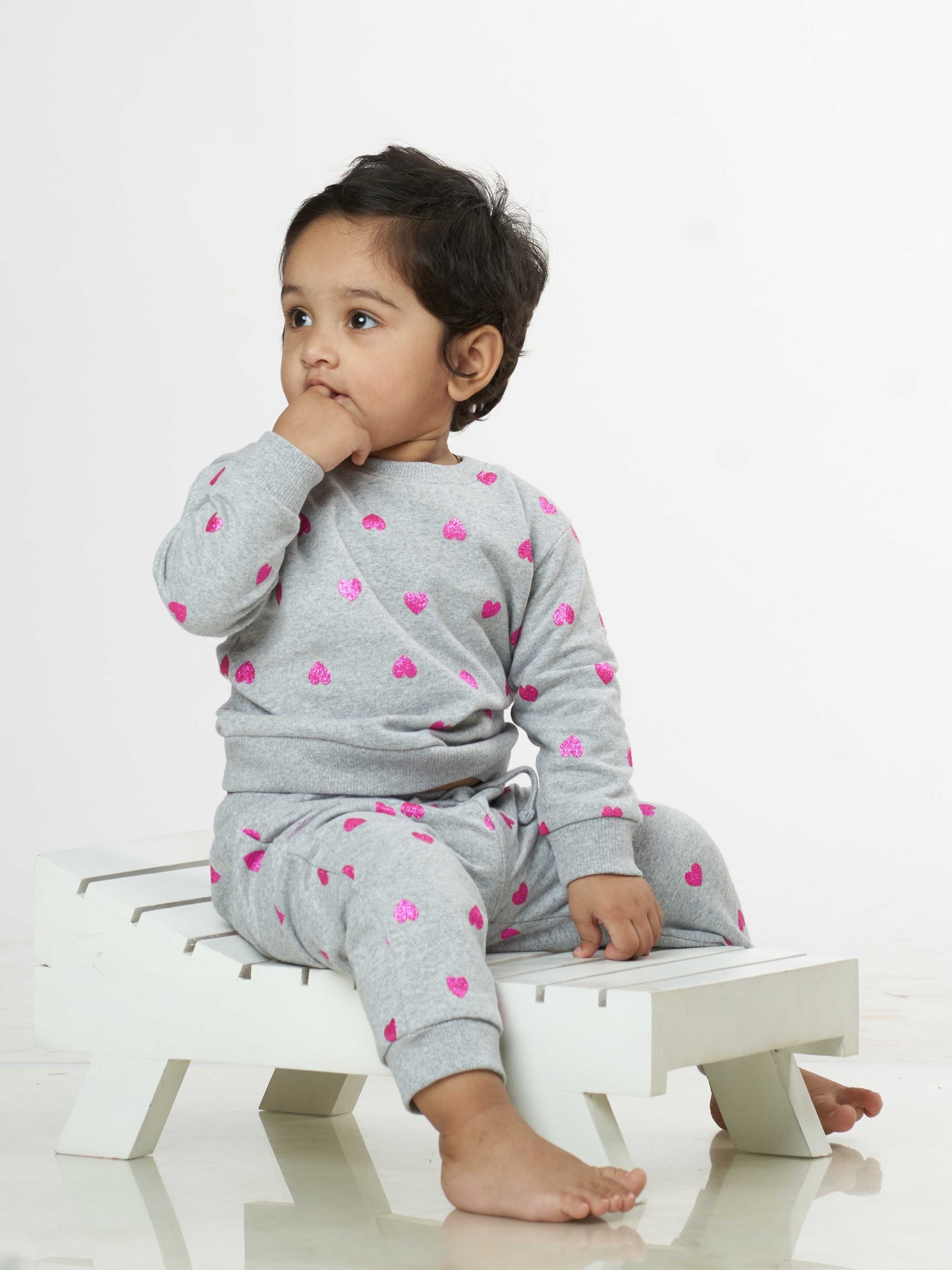 Little Hearts Winter Sweatshirt Babies Pyjama Set