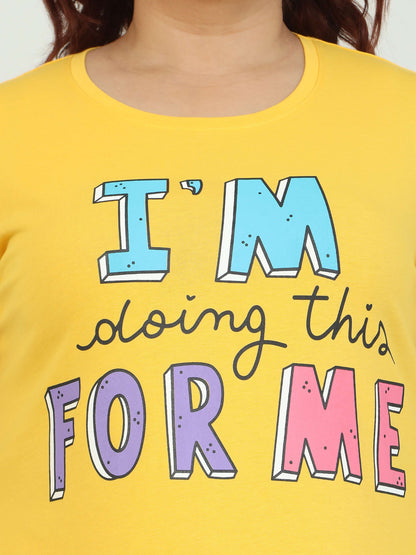 Yellow Plus Size Short Nighty