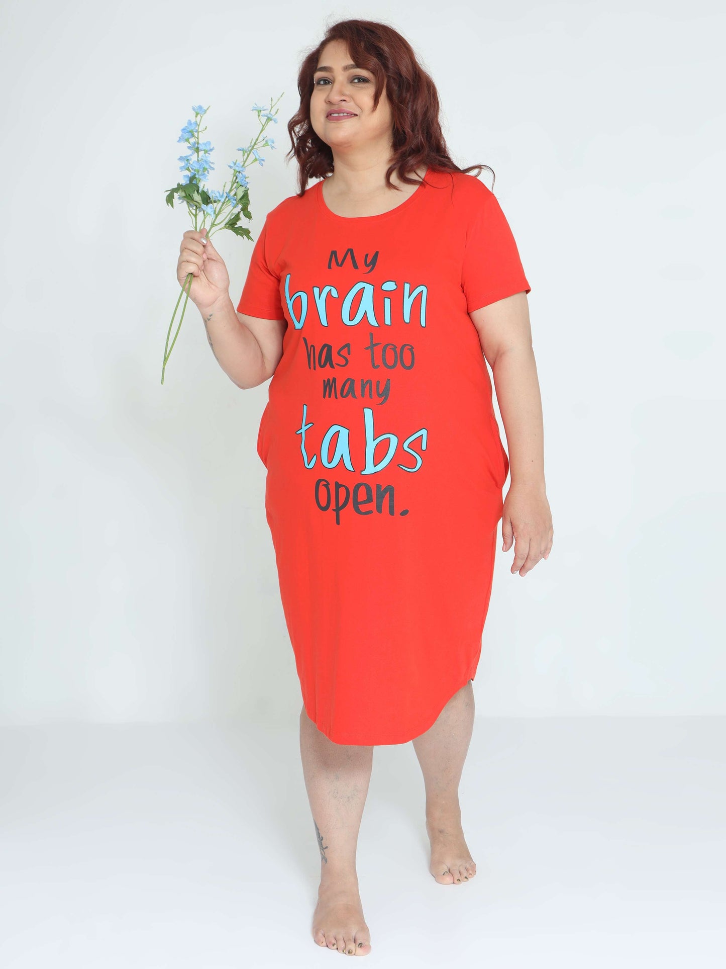 Orange Plus Size Short Nighty
